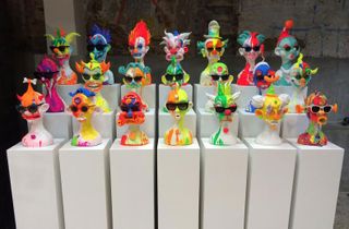 Clown heads with sunglasses