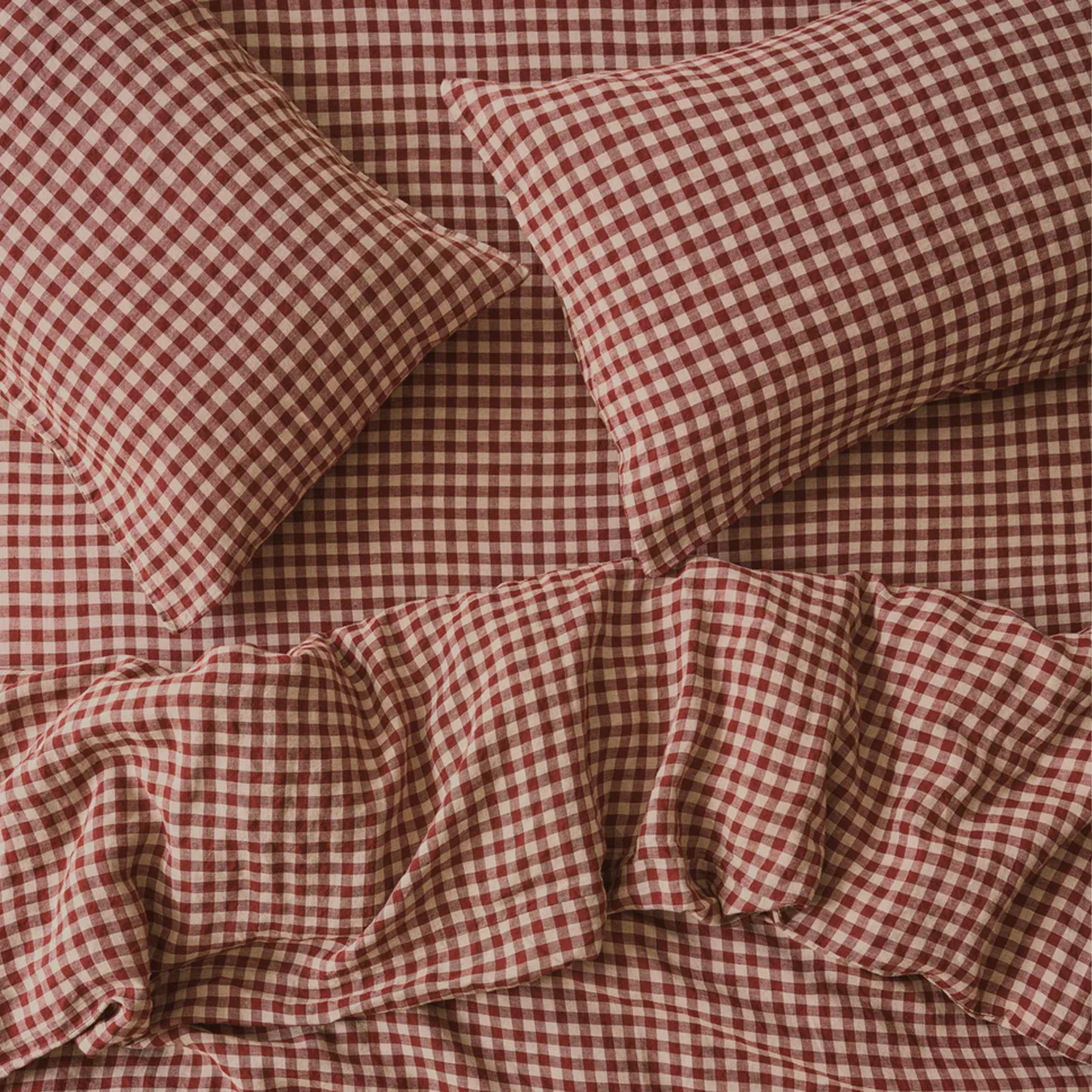 Piglet in Bed, Gingham 100% Linen Duvet Cover