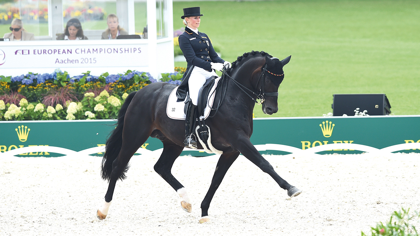 Jessica VON BREDOW-WERNDL (GER) riding Unee BB during the Grand Prix Team Competition at the FEI European Championships in Aachen, Germany on 12 August 2015