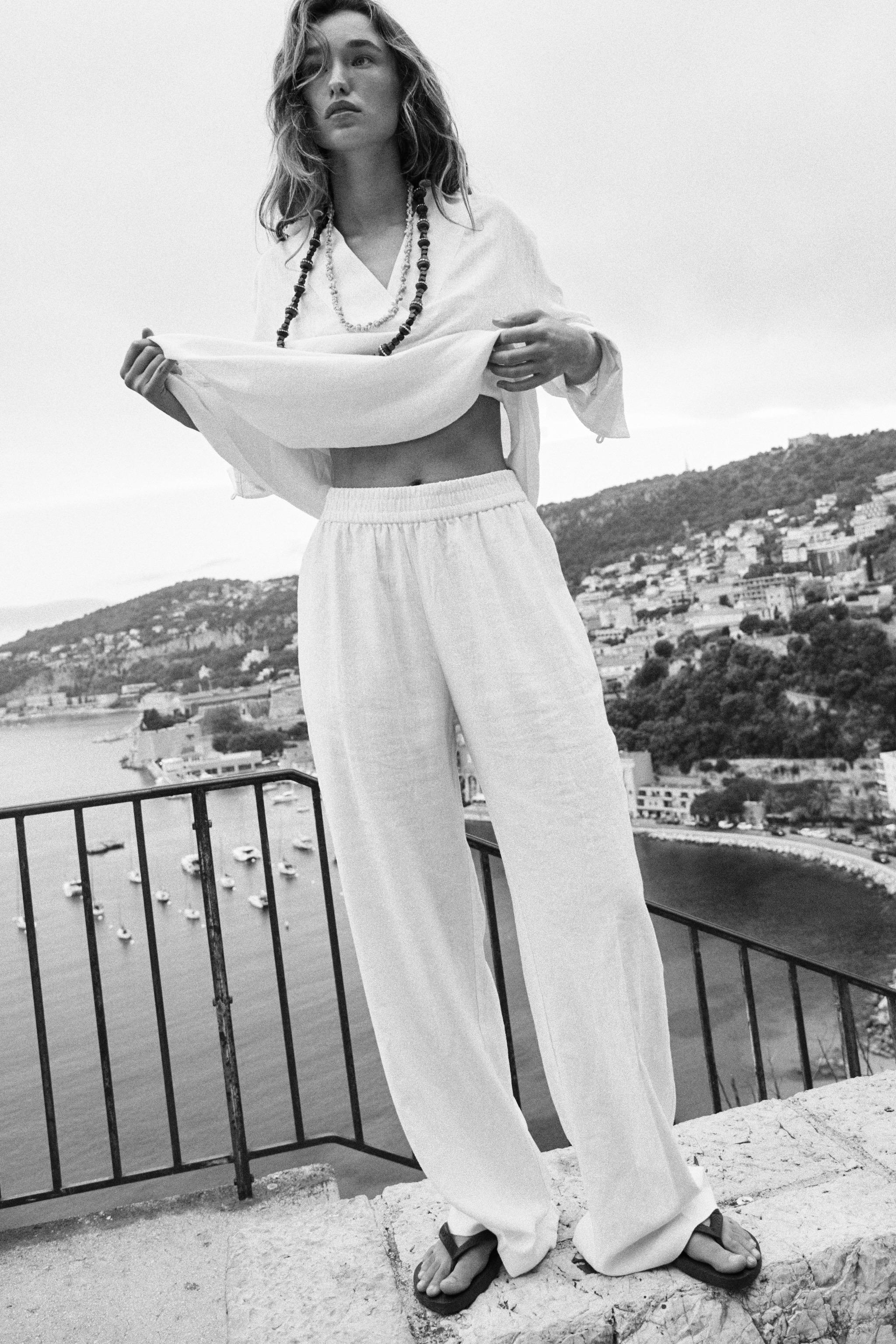 Straight Trousers With Linen