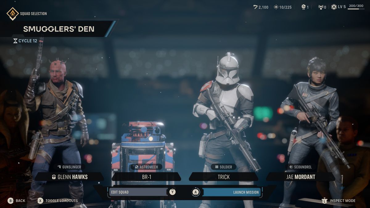 Zero Company squad selection screen