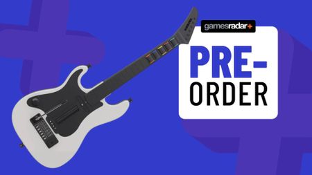 Image of the Stage Tour guitar controller on a blue GameRadar+ background.