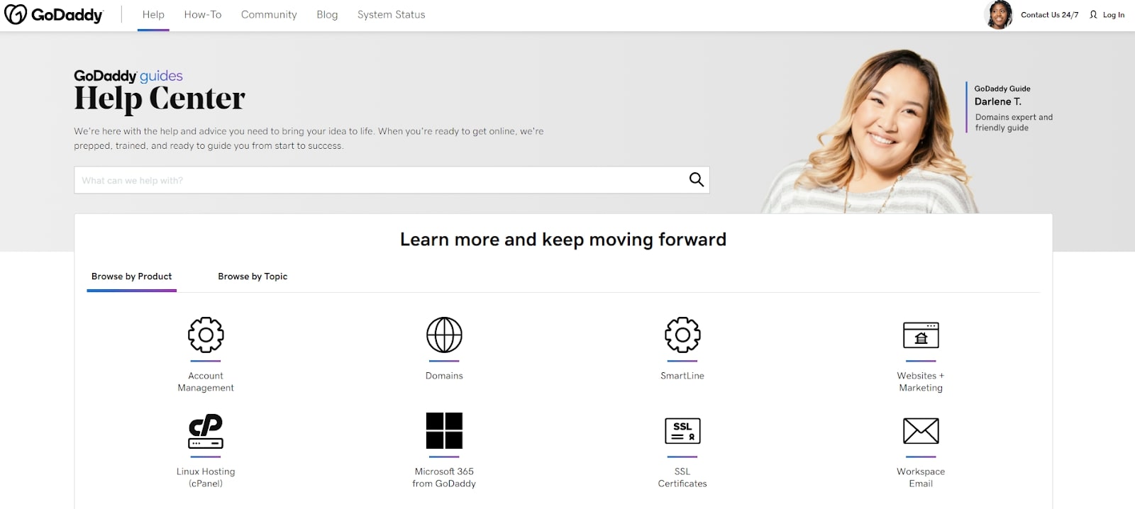 GoDaddy's help center homepage