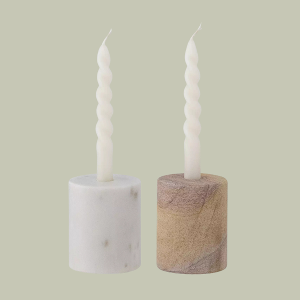 Bloomingville, Lavina Marble Candle Holder - Set of 2
