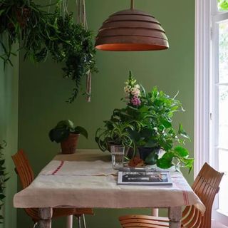 A colorful room painted with a Farrow & Ball color