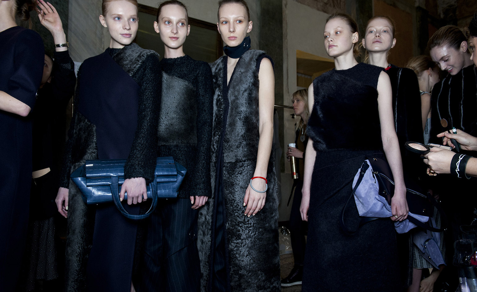 Female models wearing black clothes from the Gabriele Colangelo A/W 2015 collection