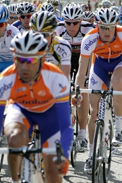 Two Rabobank riders in the bunch