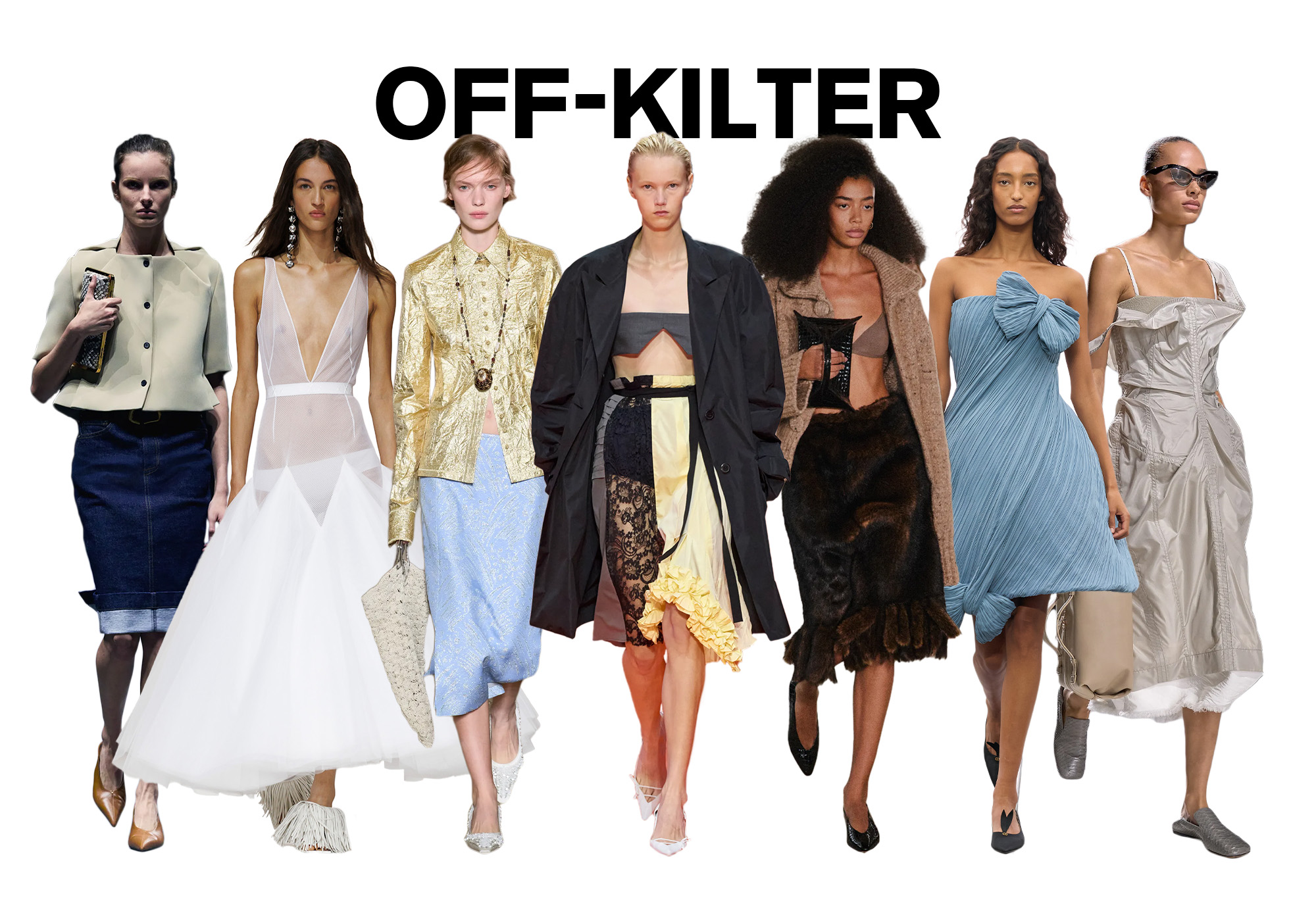 A photo of 7 models from the S/S 26 runway shows wearing imperfect against a white background. On top, the title is, 