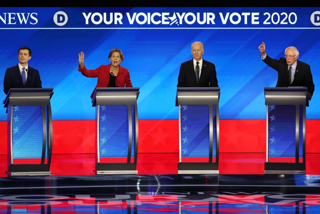 Pete Buttigieg, Elizabeth Warren, Joe Biden, and Bernie Sanders.