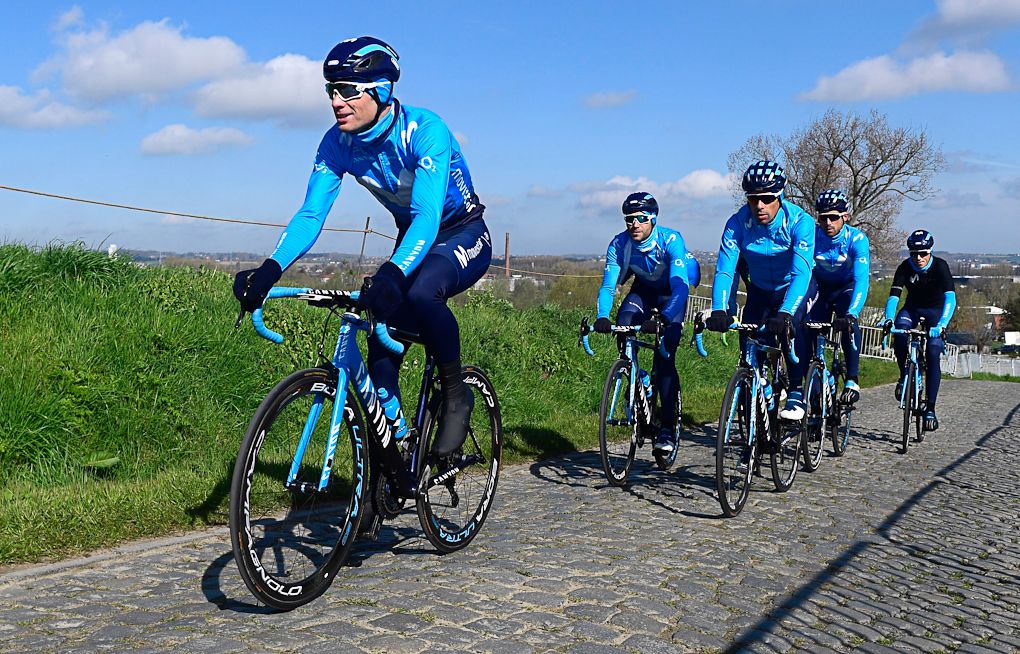 Jurgen Roelandts (Movistar) on the Flanders cobbles