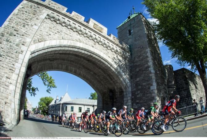 The peloton during one of the laps