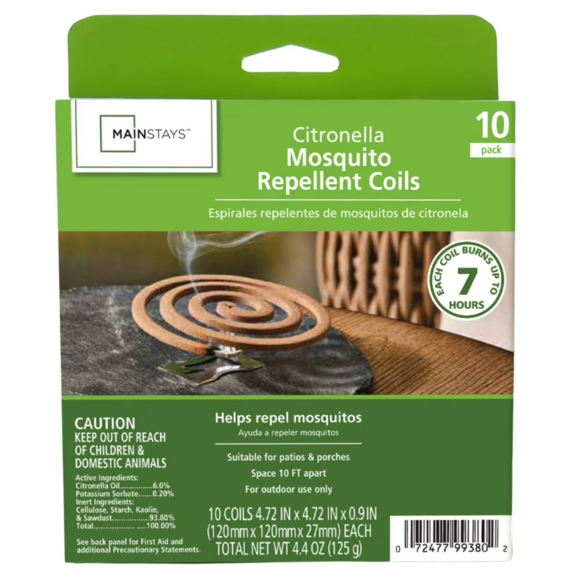 Citronella mosquito repellent coils in green cardboard packaging