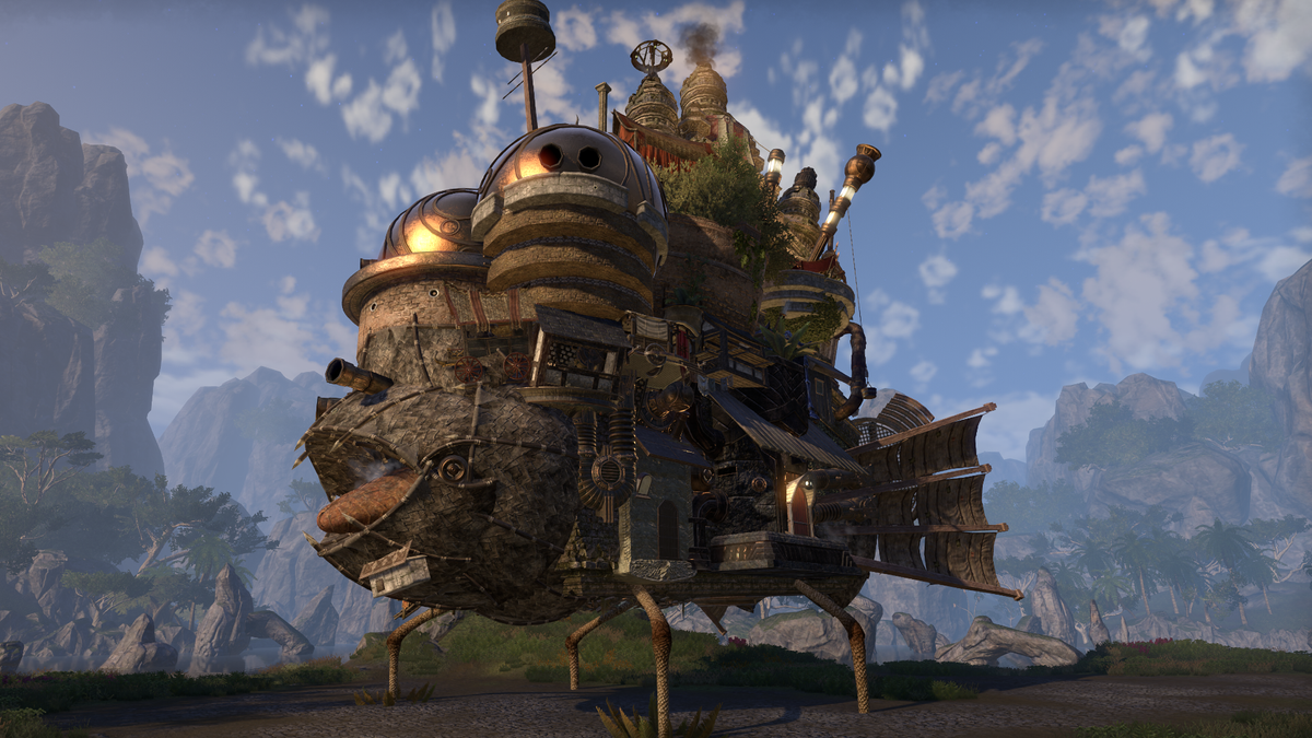 An image of Howl&#039;s Moving Castle recreated in The Elder Scrolls Online.