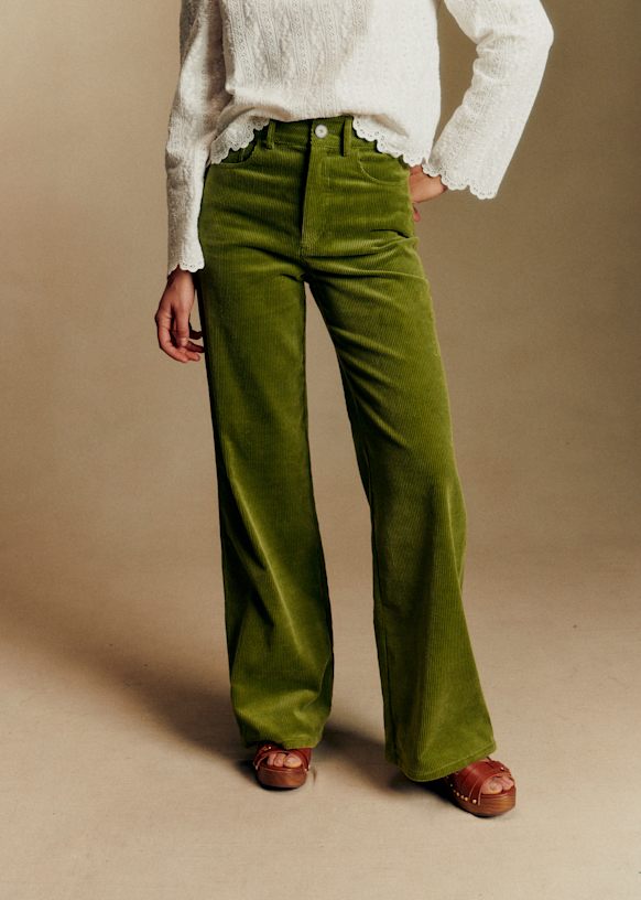 New 70&#039;s Trousers - Army Green - Organic Cotton - Organic Textile - S&amp;eacute;zane