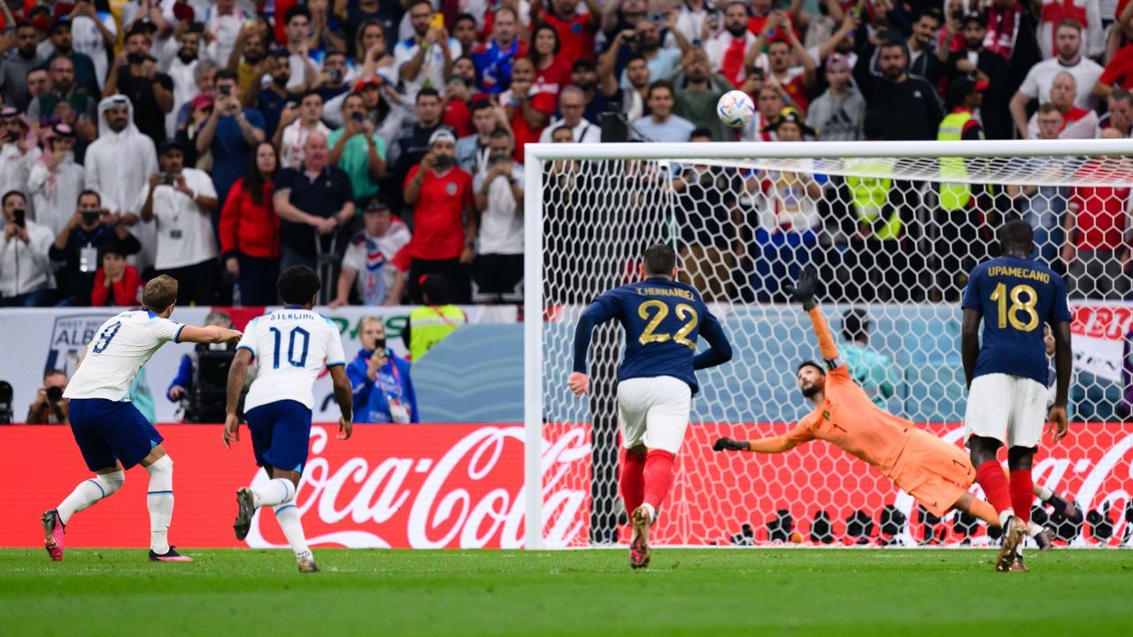 Harry Kane sends his penalty over the bar against France 