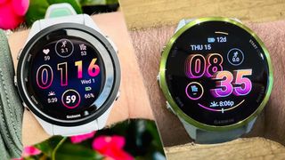 a photo of the Garmin Forerunner 265 and t he Garmin Forerunner 570