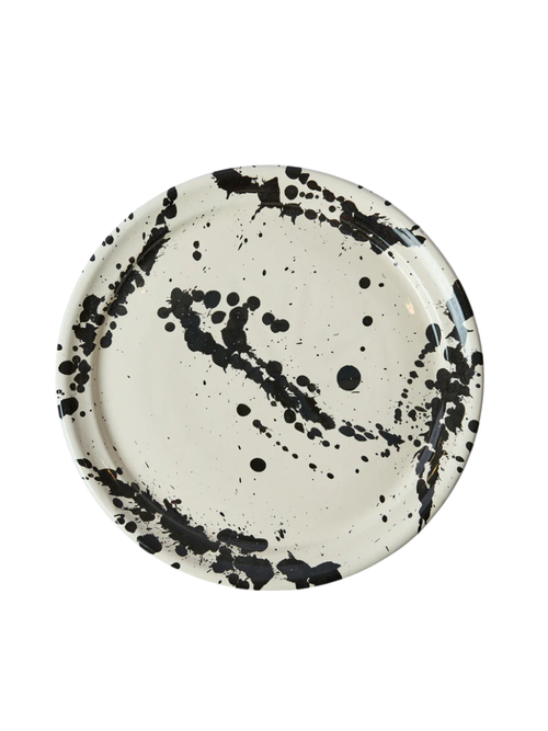 Montegranaro Black & White Splatterware Dinner Plate