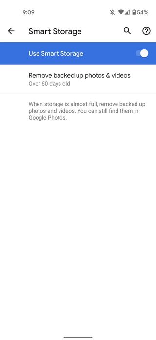 Google Pixel storage settings