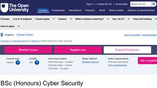 Website screenshot for Open University