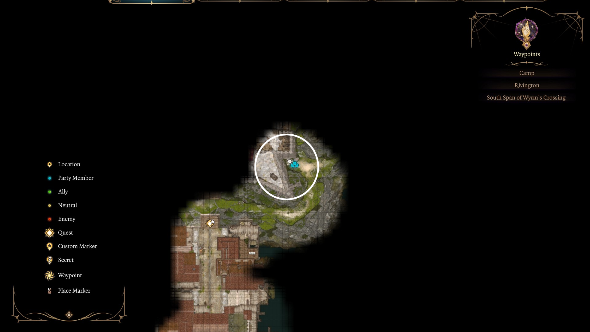An image of the side entrance to Wyrm's Rock Fortress in Baldur's Gate 3, on a map.