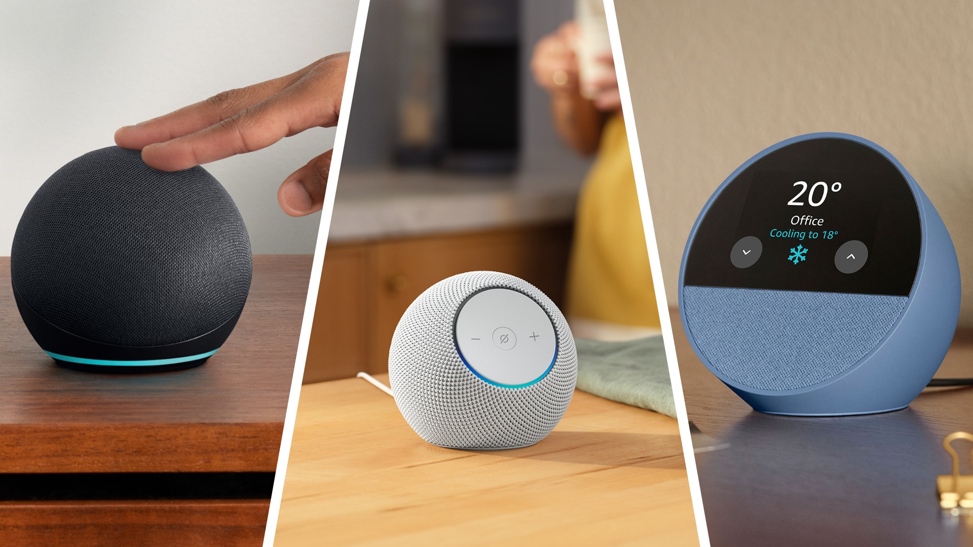 Three different Amazon Echo devices