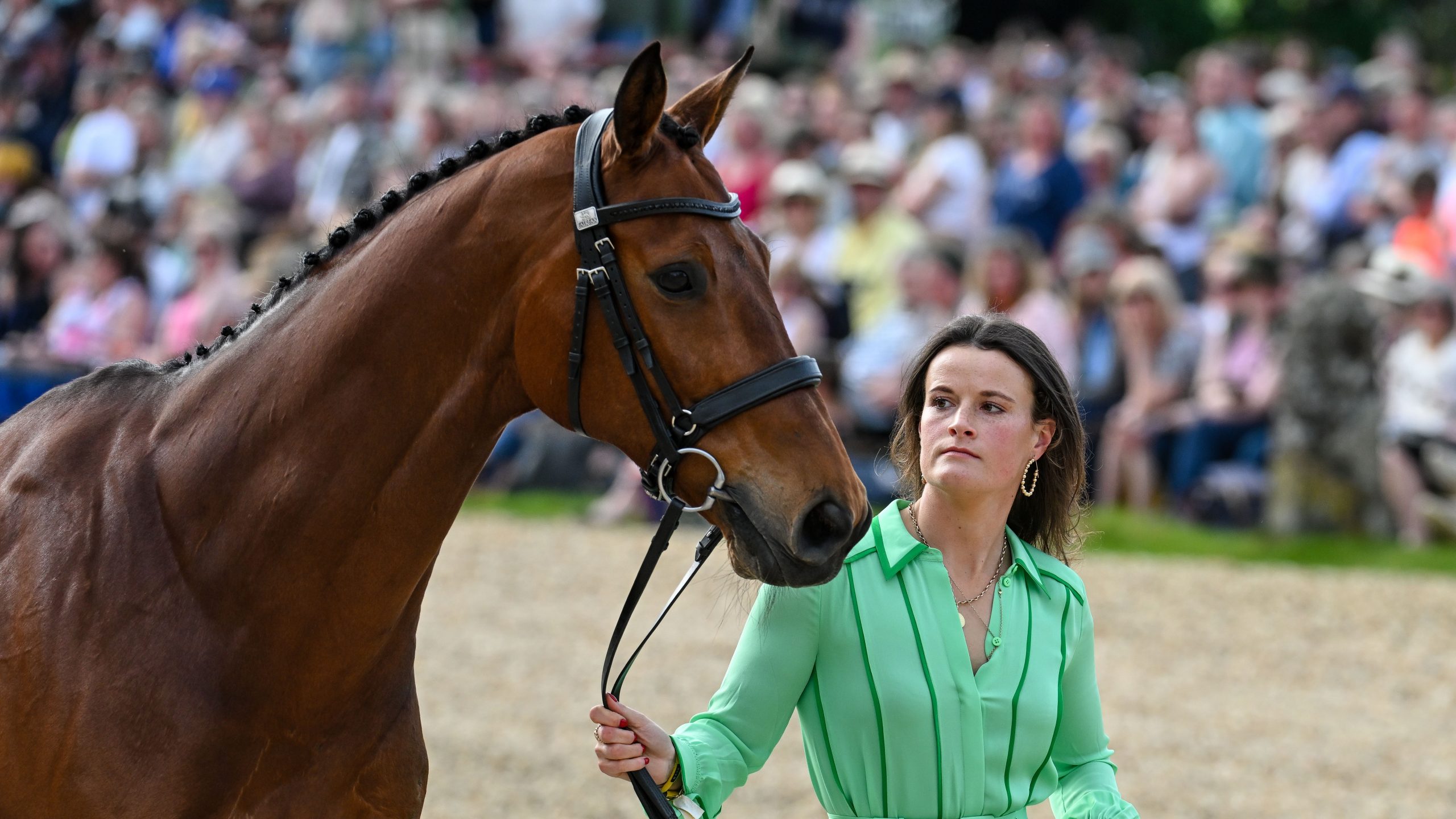 Cola and Bubby Upton at the first trot-up at Badminton 2024.