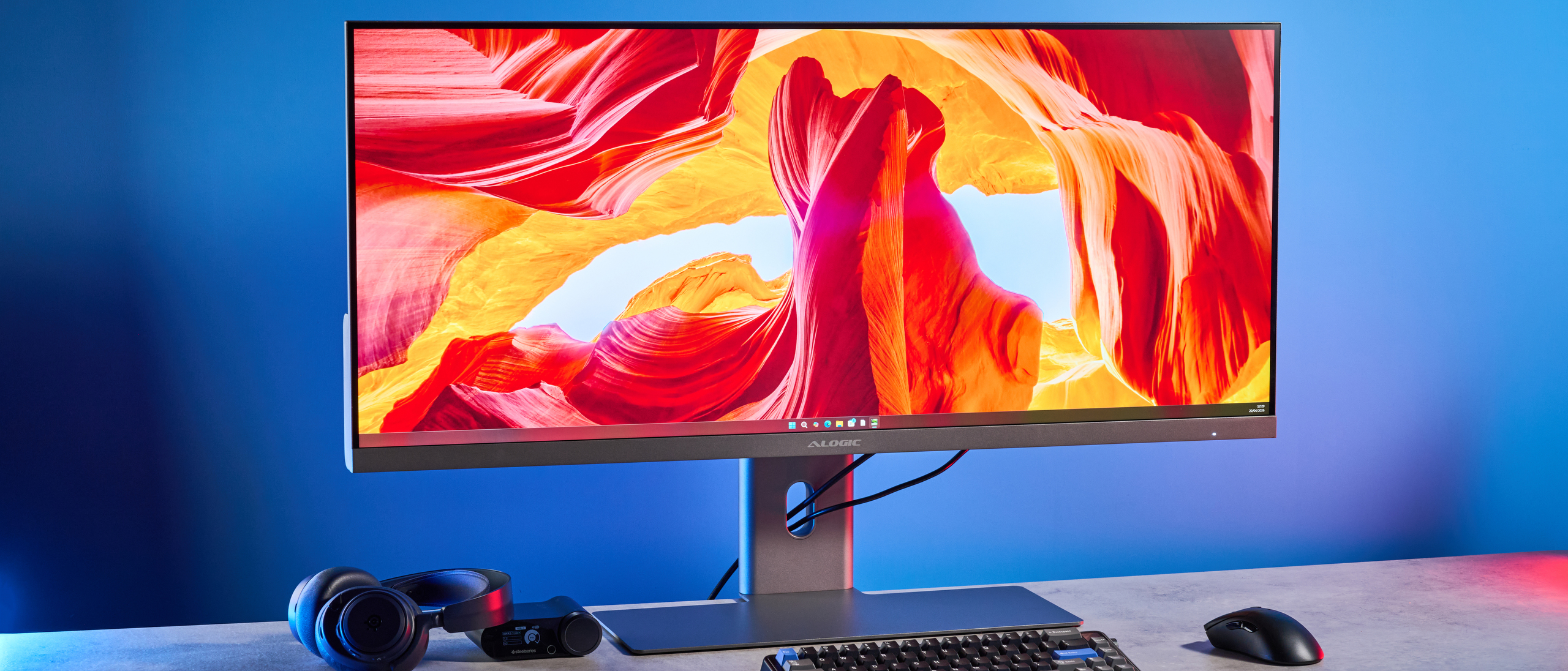 An Alogic Edge 5K ultrawide monitor