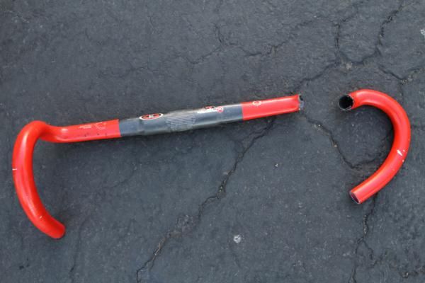 Easton makes excellent products, but no carbon bar would have survived the crash early in the stage.