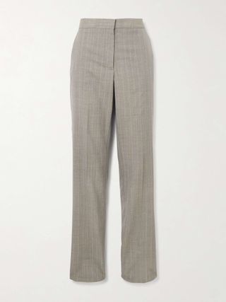 Pinstriped Wool Straight-Leg Pants