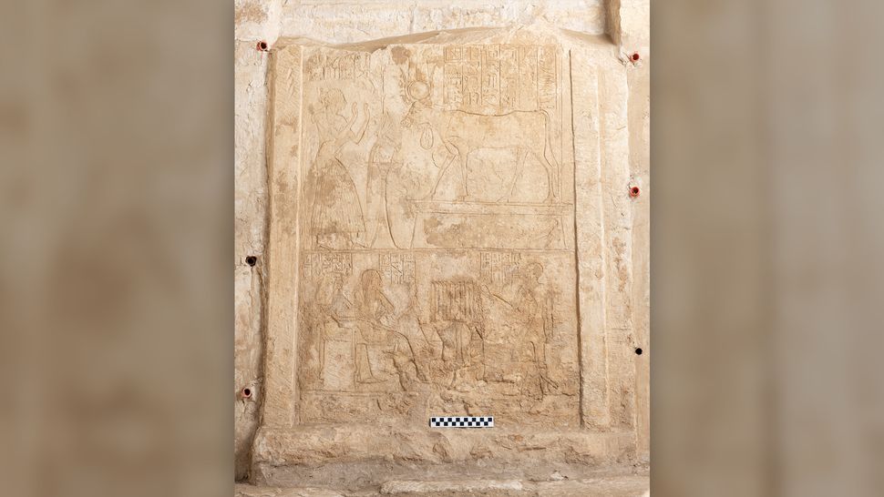 Na tumba recentemente descoberta em Saqqara, um relevo de uma família foi encontrado, porém, o proprietário da tumba é desconhecido. O relevo, que retrata uma família, foi deixado incompleto