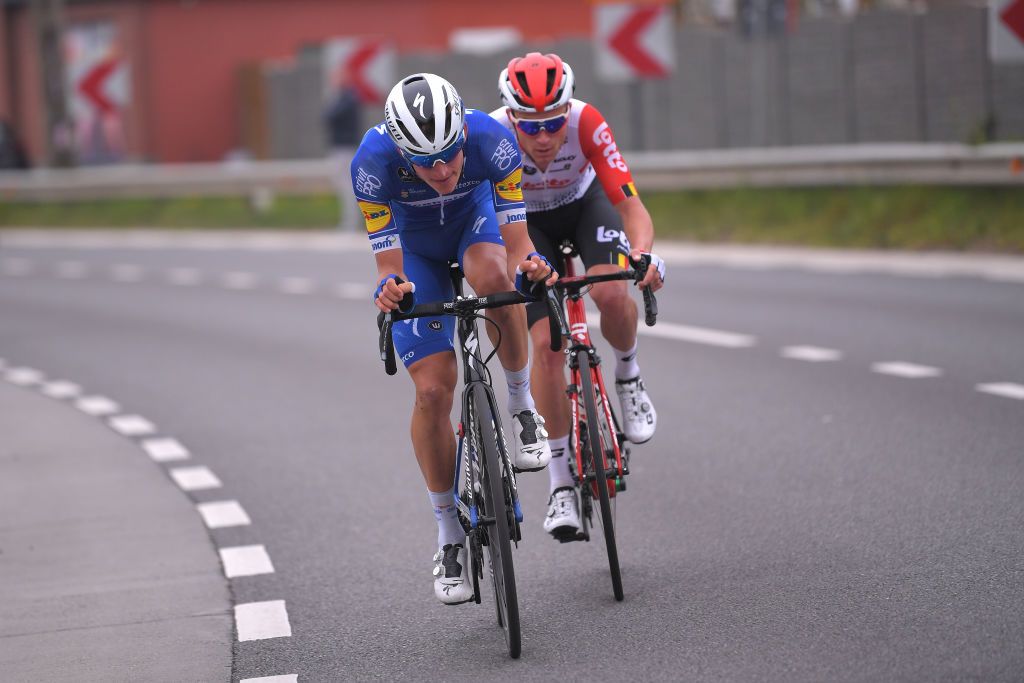 Mikkel Fr&oslash;lich Honore and Tosh Van der Sande in the breakaway