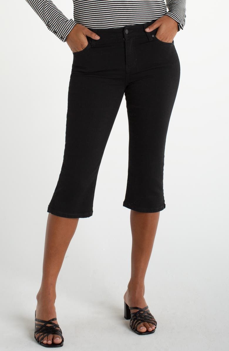 Slit Hem Denim Capris