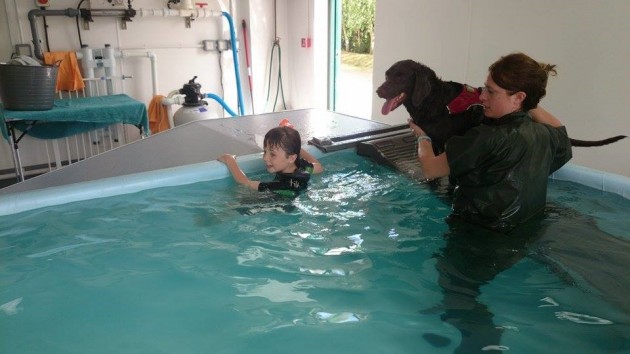 Ed and Damson hacing a paddle