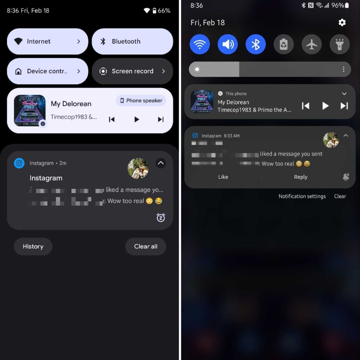 Comparison between the Pixel Launcher UI and One UI 4