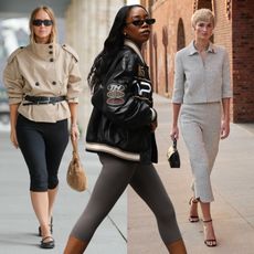 collage of women wearing capri pants