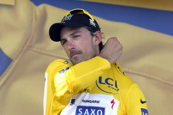 Fabian Cancellara (Saxo Bank) pulls on yellow