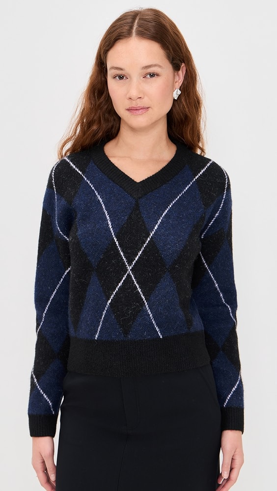 Rae Arglye V Neck Sweater - Oatmeal Combo