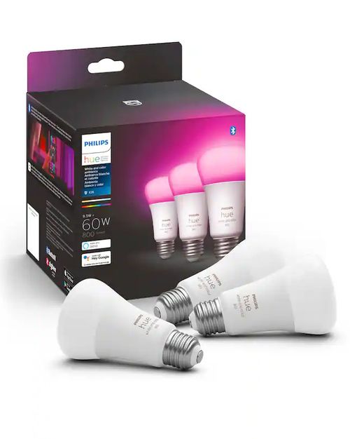 A19 LED smart bulb (3-pack), White and color ambiance