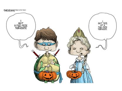 Editorial cartoon Halloween pay gap gender