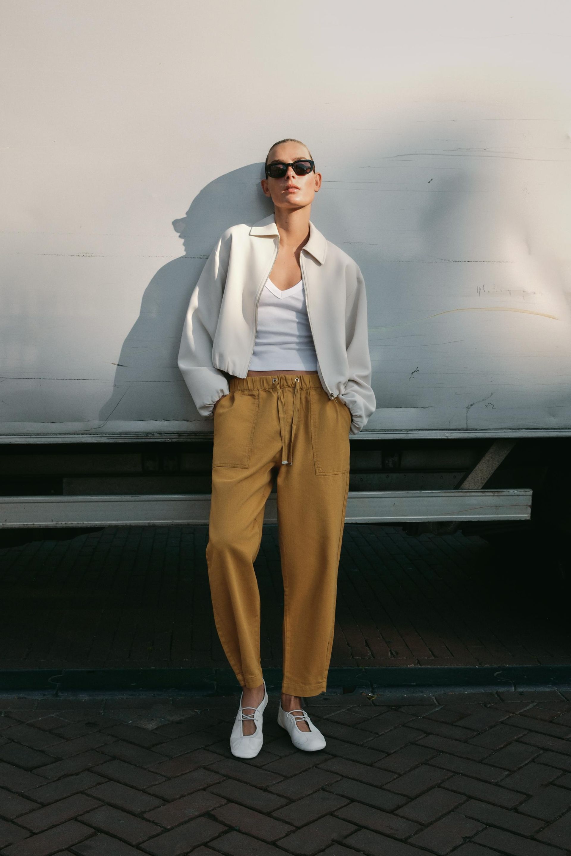 Leather Topstitched Ballet Flats