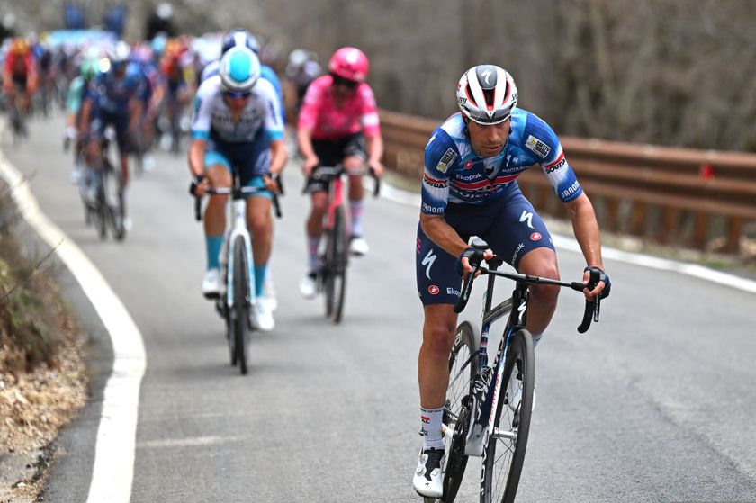 Mikel Landa attacking on stage 6 of Tirreno-Adriatico 2025