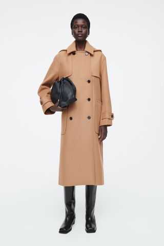 Wool duffle coat with hood