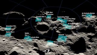 map of lunar south pole