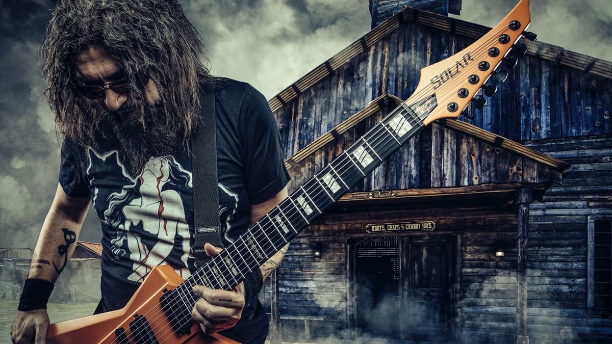 Marzi Montazeri with his new Solar Guitars seven-string signature model