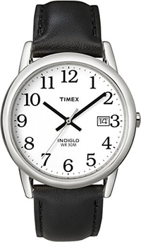 Timex Men's Quartz Watch with White Dial Analogue Display and Black Leather Strap | was