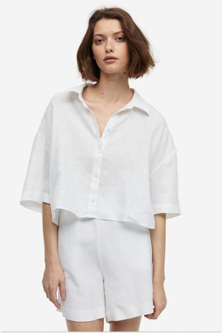 H&M Linen-Blend Pull-On Shorts