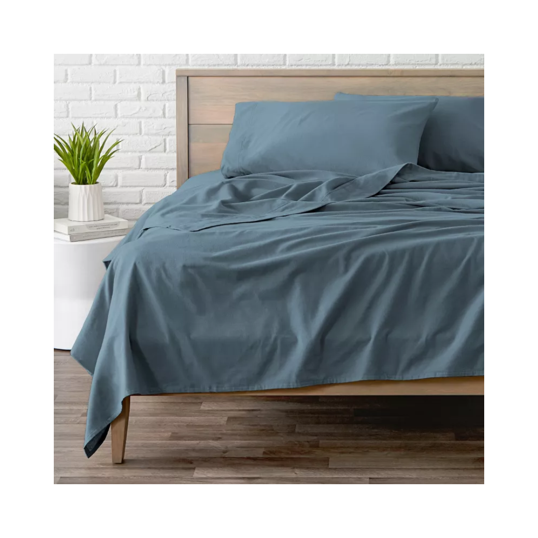 blue brushed cotton bedding