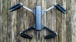 Ruko F11GIM2 Drone - top down view of drone unfolded.