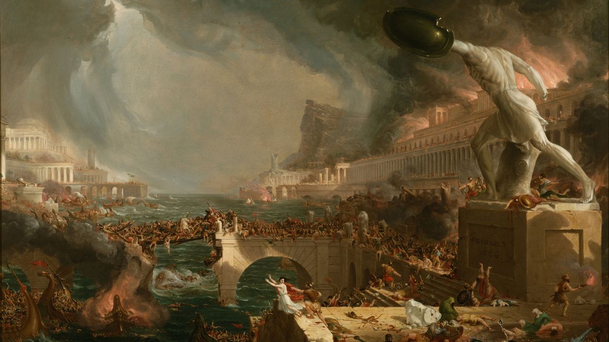 The fall of the Roman Empire depicted in this painting from the New York Historical Society.