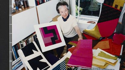 Margaret Howell Lucienne Day with small silk mosaics at Cheyne Walk, 1997 and 98